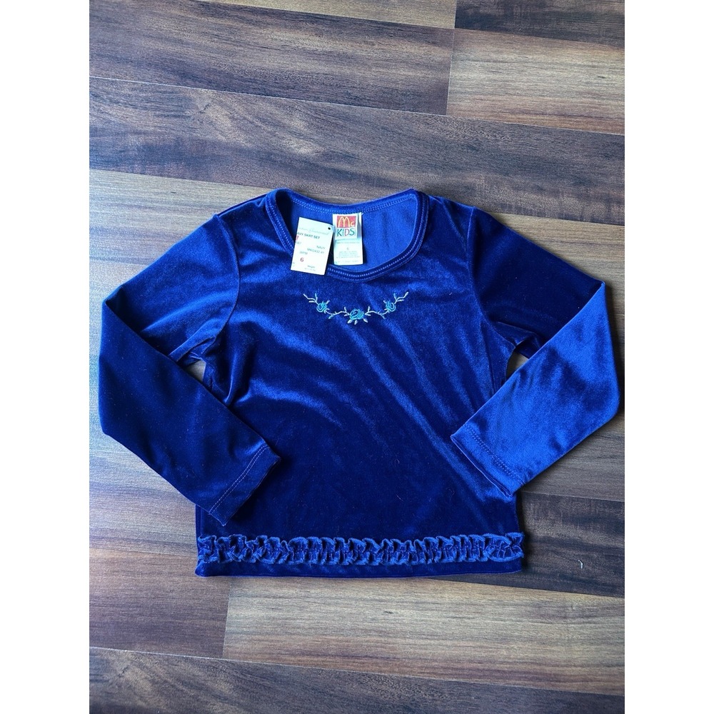 Vintage Y2K McKids Velvet Floral‎ Girls Top Size 6